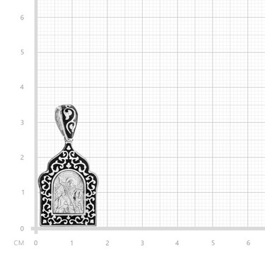 Серебряная подвеска иконка св. Георгий Победоносец, эмаль черная/бирюза