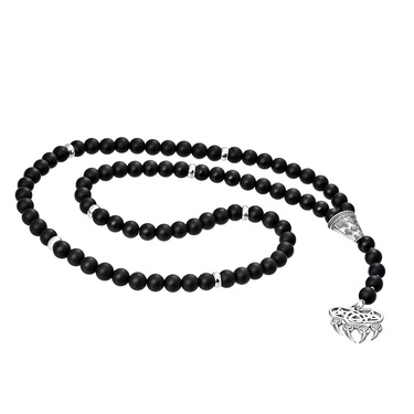 Бусы-четки из шунгита с серебряными вставками с 