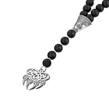 Бусы-четки из шунгита с серебряными вставками с 