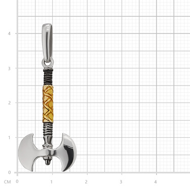 Серебряная подвеска секира,черный родий, позолота