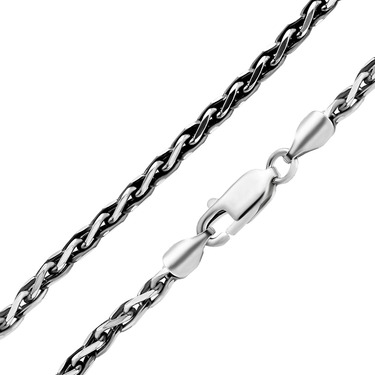 Серебряная цепочка, плетение веревка с чернением, ширина 2,4 мм