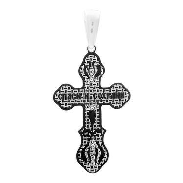 Серебряный мужской крест с черной эмалью