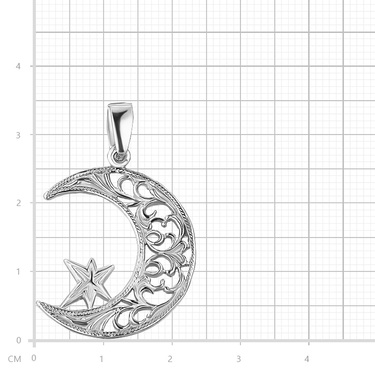 Серебряная подвеска Звезда в полумесяце, родий