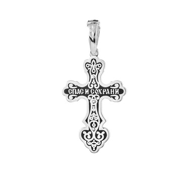 Серебряный мужской крест с черной эмалью