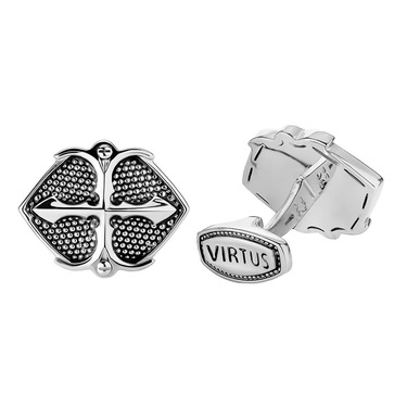 Серебряные запонки Virtus - Хищник, с эмалью