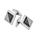 Запонки,Серебро,с вставкой Фианит Белая,Черная цвета,РОССИЯ