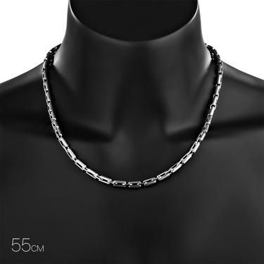 Серебряная мужская цепь, плетение якорное, ширина 5 мм