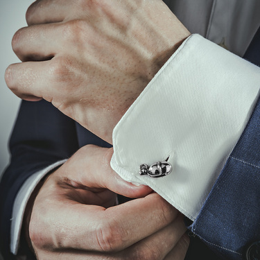 Серебряные запонки Patriot - Граната, покрытие родием