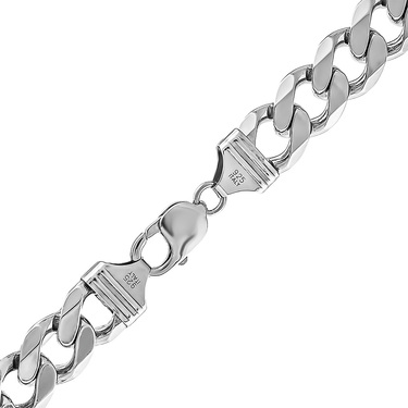 Серебряная мужская цепь, плетение Панцирь, родий, ширина 1,1 см