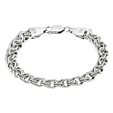 Серебряный мужской браслет, плетение Бисмарк с огранкой, родирование, ширина 0,8 см