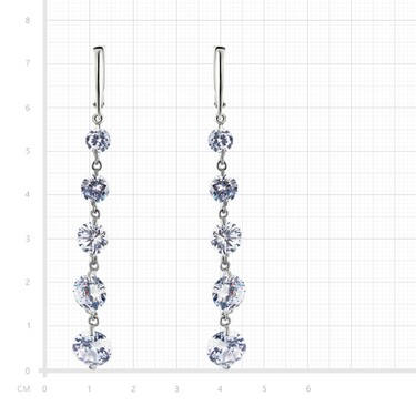 Серебряные серьги с цирконием, длина 7,4 см