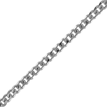 Серебряная цепочка, плетение панцирное, родированное, ширина 5 мм
