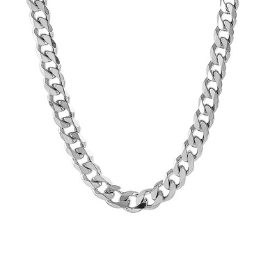 Серебряная цепочка, плетение панцирное, родированное, ширина 5 мм