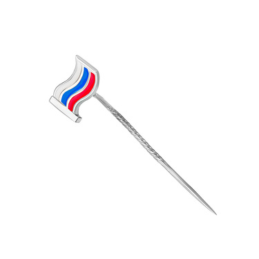 Серебряная заколка для галстука Флаг России - Триколор, родий