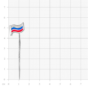 Серебряная заколка для галстука Флаг России - Триколор, родий