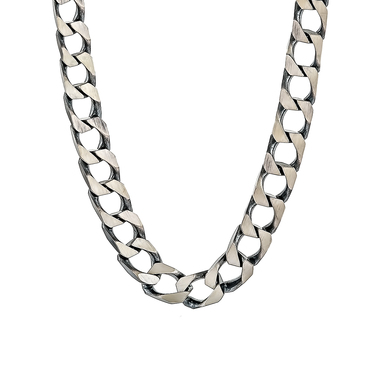 Серебряная мужская цепь, плетение Панцирь, палладирование, ширина 0,8 см