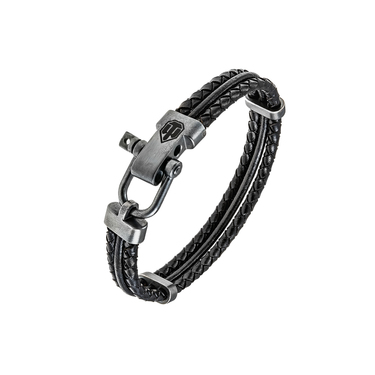 Браслет из плетеной кожи с серебряными вставками World of Tanks, покрытие оксидом
