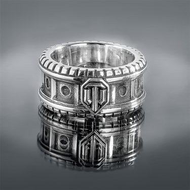 Серебряное кольцо серии World of Tanks, чернение