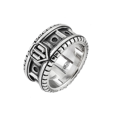 Серебряное кольцо серии World of Tanks, чернение