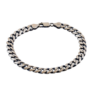 Серебряный мужской браслет, плетение Панцирное, покрытие палладий, ширина 7 мм