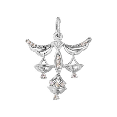 Серебряная подвеска с фианитами и родием, Весы