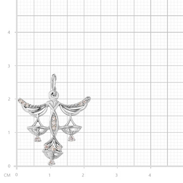 Серебряная подвеска с фианитами и родием, Весы