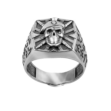 Серебряная мужская печатка с чернением серия Рожденные в СССР Спецназ