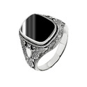 Кольцо,Печатка,Серебро,с вставкой Обсидиан Черная цвета,РОССИЯ