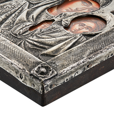 Православная икона Казанской Божией Матери, Антик, 14х18 см, серебро, гальваника