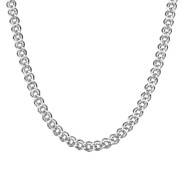 Серебряная женская цепочка, плетение Нонна, родированная, ширина 5,3 мм