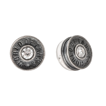 Серебряные пусеты World of Tanks с белым фианитом, покрытие оксидом