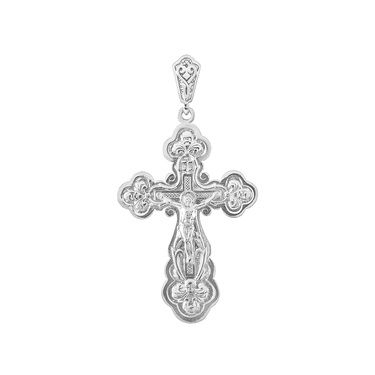 Серебряный большой мужской православный крест с родированием