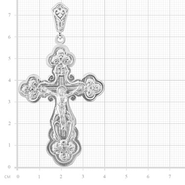 Серебряный большой мужской православный крест с родированием