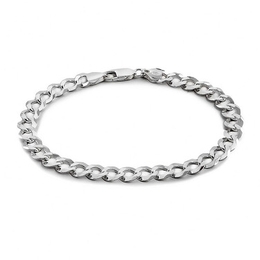 Серебряный плоский мужской браслет, плетение Панцирь, покрытие пробой 999, ширина 7 мм