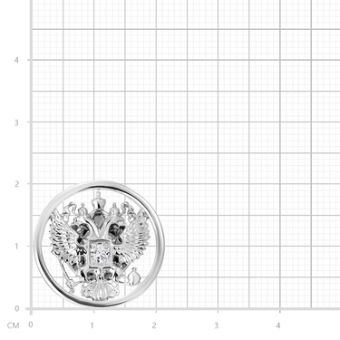 Серебряный значок Герб России Двуглавый орел, с фианитом