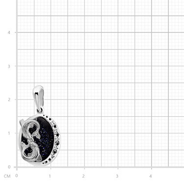 Серебряная подвеска с авантюрином, фианитами и родием, 
