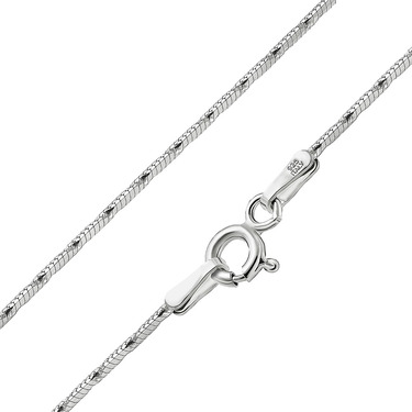 Серебряная цепочка, плетение снейк круглый, покрытие родий, ширина 0,9 мм