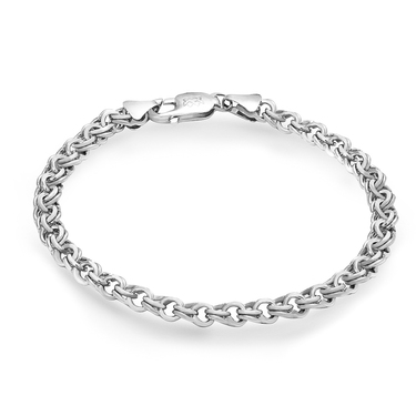 Серебряный мужской браслет, плетение Бисмарк с огранкой, ширина 7,5 мм
