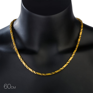 Серебряная мужская литая цепь с гранями, покрытие позолотой, ширина 5 мм