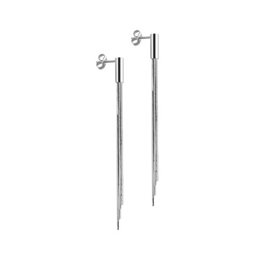 Серебряные серьги прямые,плетение снейк, длина 8 см