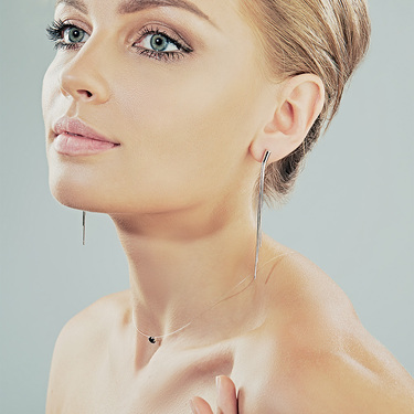 Серебряные серьги прямые,плетение снейк, длина 8 см