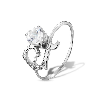 Серебряное женское кольцо с натуральным топазом, родий