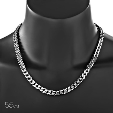 Серебряная цепь мужская, плетение панцирь, ширина 0,7 см