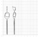 Серьги,Длинные серьги,Серебро,с вставкой Цирконий кубический Белая цвета,с замком Английский,КИТАЙ