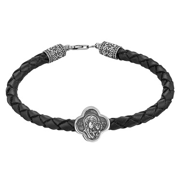 Браслет из плетеной кожи с серебряной вставкой 