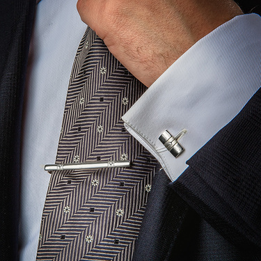 Серебряные запонки в рубашку, с белым фианитом