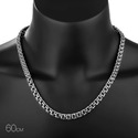 Серебряная цепь мужская, плетение ручной Бисмарк с чернением, ширина 0,8 см Цепочка на шею,Серебро,с замком Карабинный,РОССИЯ