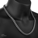Серебряная цепь мужская, плетение ручной Бисмарк с чернением, ширина 0,8 см Цепочка на шею,Серебро,с замком Карабинный,РОССИЯ