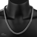 Серебряная цепь мужская, плетение ручной Бисмарк с чернением, ширина 0,8 см Цепочка на шею,Серебро,с замком Карабинный,РОССИЯ