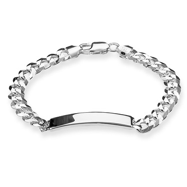 Серебряный мужской браслет, плетение Панцирное с проставкой, покрытие 999 пробы, ширина 0,8 см